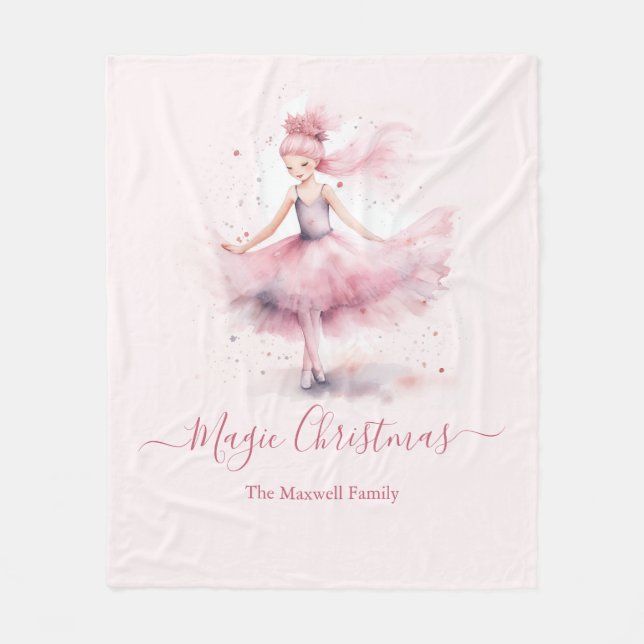 Couverture Polaire Nom de famille du ballerine de Noël (Devant)