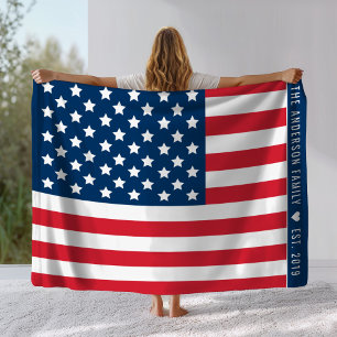Couverture Polaire Nom de famille du drapeau américain Année d'établi