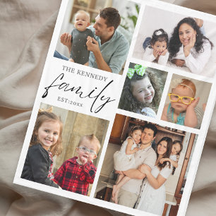 Couverture Polaire Nom de famille moderne 6 Photo Collage blanc