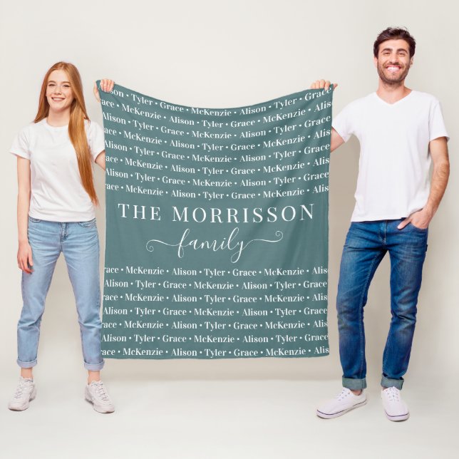 Couverture Polaire Nom de famille Motif Moderne Script tendance (En situation)