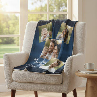 Couverture Polaire Nom de famille personnalisé multi-photo moderne