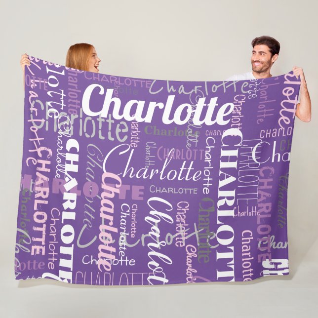 Couverture Polaire Nom de Graffiti Motif moderne violet rose (En situation)