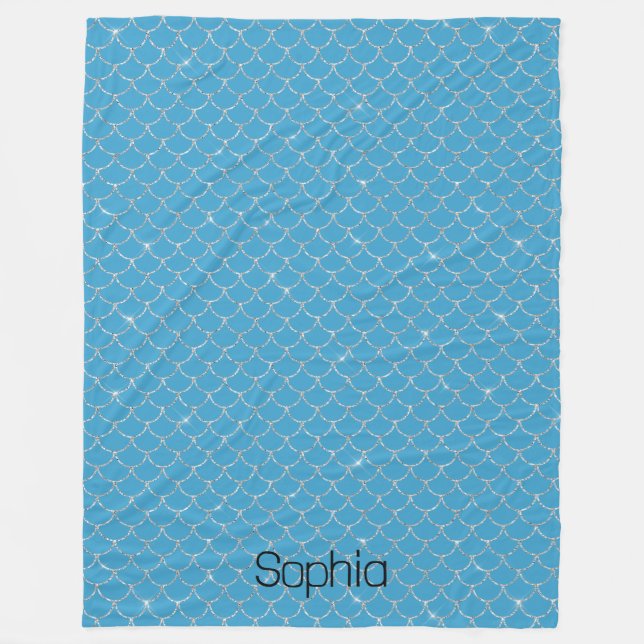 Couverture Polaire Nom de la sirène bleue Silver Aqua (Devant)