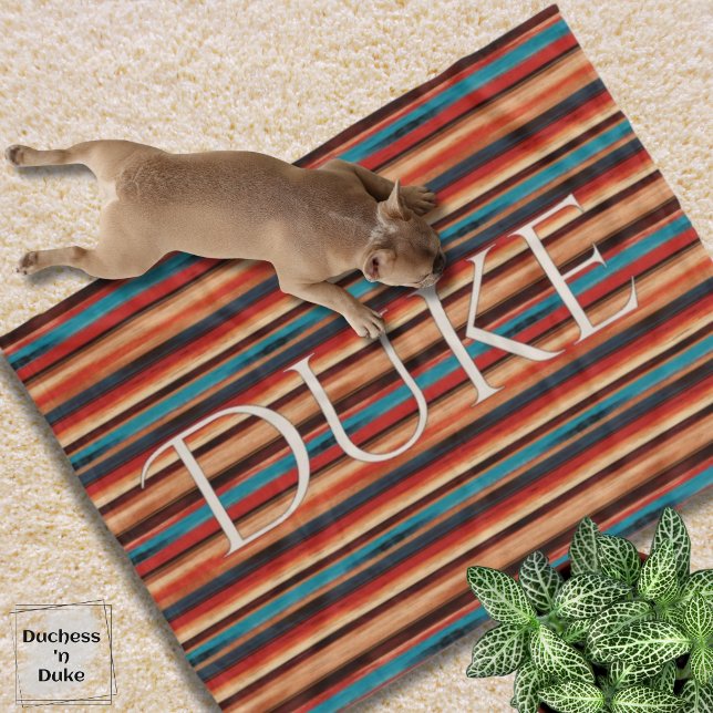 Couverture Polaire Nom de l'animal à rayures serape du sud-ouest (Southwestern Serape Stripe Pet Name Fleece Blanket)