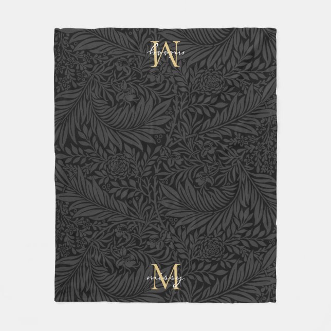 Couverture Polaire Nom de l'animal de compagnie Black Botanical Gold  (Devant)