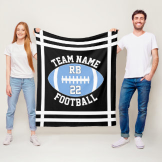 Couverture Polaire Nom de l'équipe de football bleu clair et numéro d
