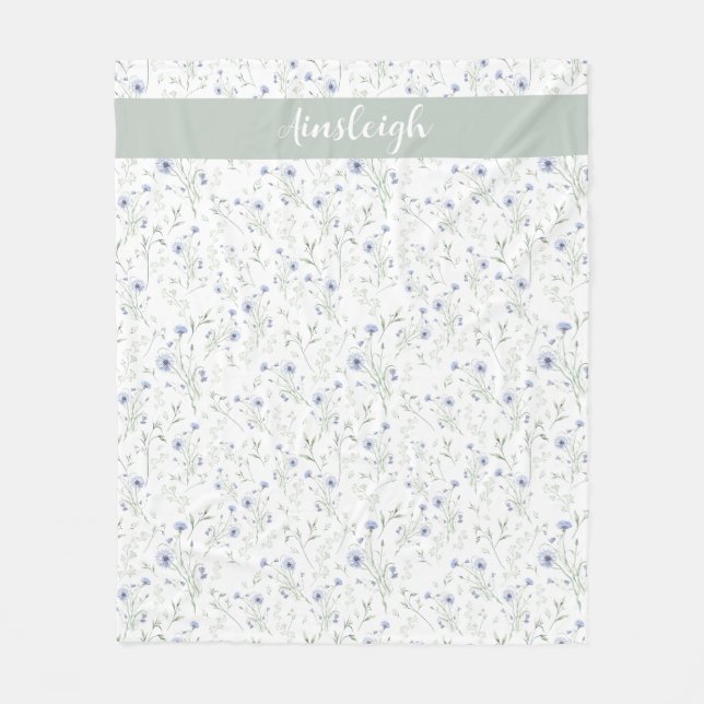 Couverture Polaire Nom de monogramme de fleur sauvage à l'aquarelle b (Devant)