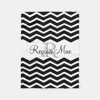 Couverture Polaire Nom de Monogramme noir et blanc Keepsaké Chevron