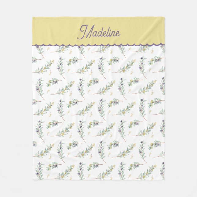 Couverture Polaire Nom de motif de branche d'olive vert sauge (Devant)