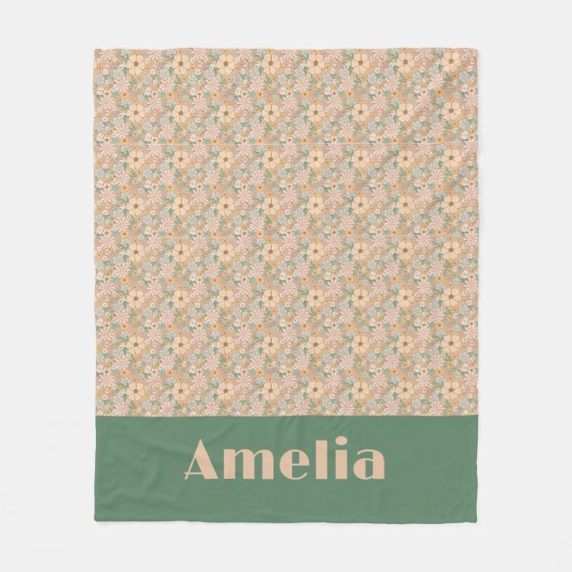 Couverture Polaire Nom de motif floral beige pastel (Devant)