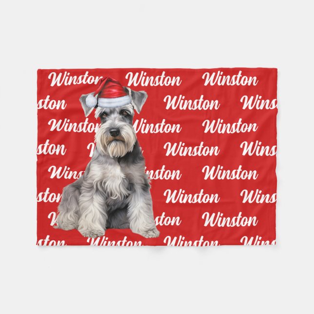 Couverture Polaire Nom de Schnauzer drôle Motif Noël (Devant (Horizontal))