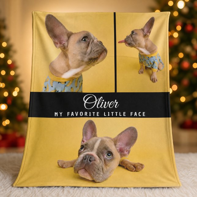 Couverture Polaire Nom de script de collage de photos de chien Cadeau (Créateur téléchargé)