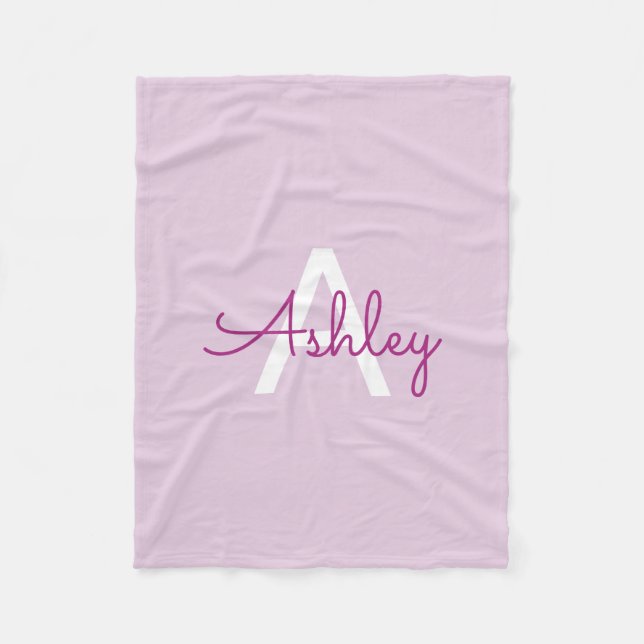 Couverture Polaire Nom de script & monogramme | Magenta & Violet clai (Devant)