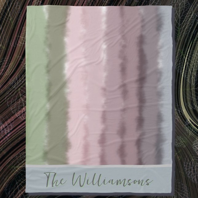 Couverture Polaire Nom de script ombre violet vert gris rayures moder (Créateur téléchargé)