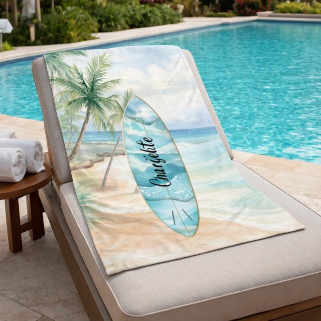 Couverture Polaire Nom des palmiers de la plage de Surboard (Créateur téléchargé)