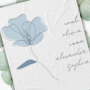 Couverture Polaire Nom des petits-enfants personnalisés Script floral