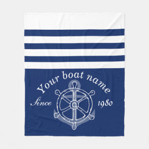 Couverture Polaire Nom du bateau sur mesure nautique Ancre Roue Marin