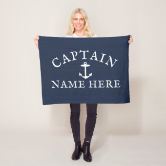 Couverture Polaire Nom du capitaine de bateau Ancre marine bleu marin