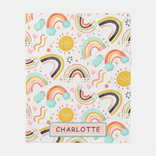 Couverture Polaire Nom du coeur de l'arc-en-ciel coloré mignon Girly 