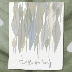 Couverture Polaire Nom du monogramme pastel sauge vert gris beige feu