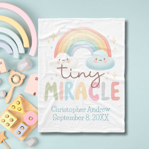 Couverture Polaire Nom du monogramme Rainbow Birth Stats Garçon Bébé