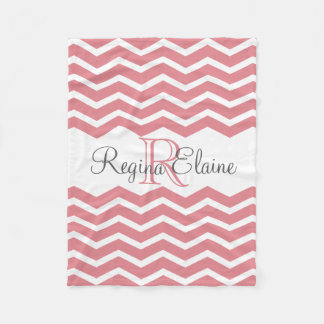 Couverture Polaire Nom du monogramme rose blanc Keepsaké Chevron
