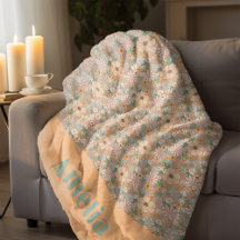 Nom du motif floral vert à la menthe orange