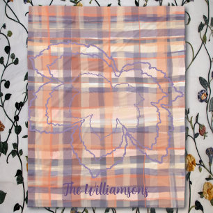 Couverture Polaire Nom du script plaid orange pourpre crème feuilles 