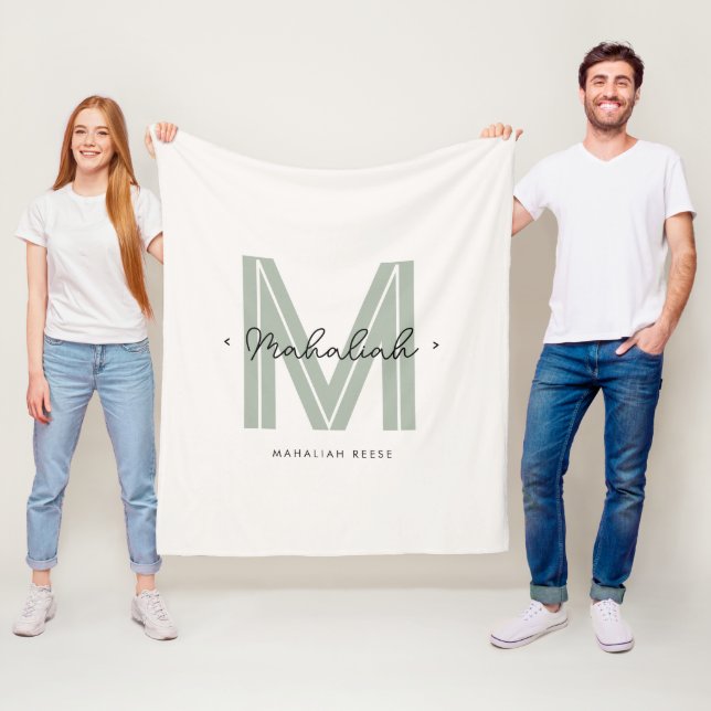 Couverture Polaire Nom du script vert Sage (En situation)