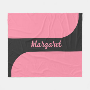 Couverture Polaire nom en monogramme féminin avec écriture rose et no