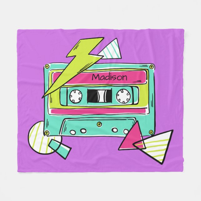 Couverture Polaire Nom et couleur personnalisés Casette Tape couvertu (Devant (Horizontal))