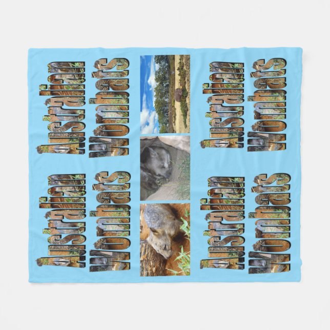 Couverture Polaire Nom Et Images De Wombats Australiens, (Devant (Horizontal))