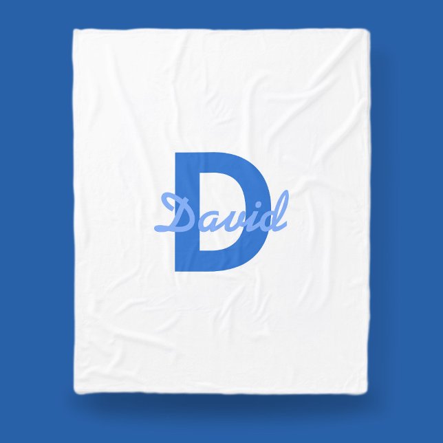 Couverture Polaire Nom et monogramme bleus (Créateur téléchargé)