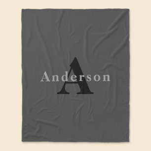 Couverture Polaire Nom et monogramme   Dark Gray
