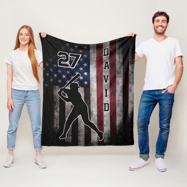 Couverture Polaire Nom et numéro personnalisés Baseball Usa Drapeau i (En situation)