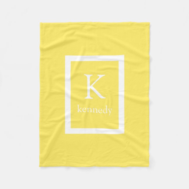 Couverture Polaire Nom fait sur commande jaune citron de monogramme (Devant)