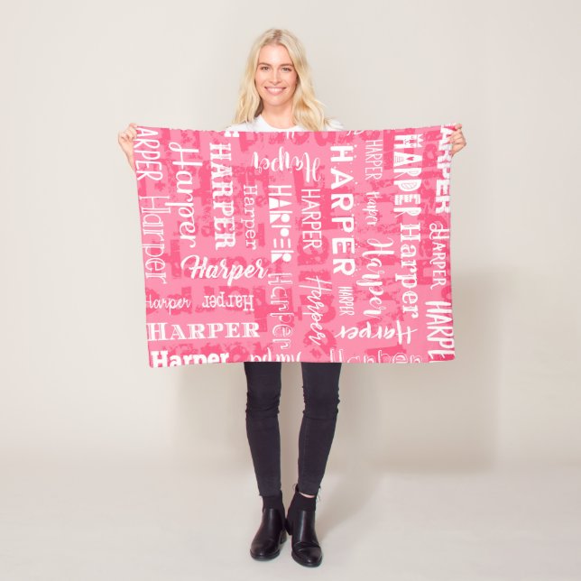 Couverture Polaire Nom fait sur commande personnalisé pour le rose de (En situation)