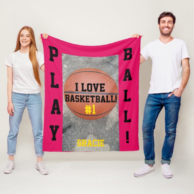 Couverture Polaire Nom framboise de basketball  (En situation)