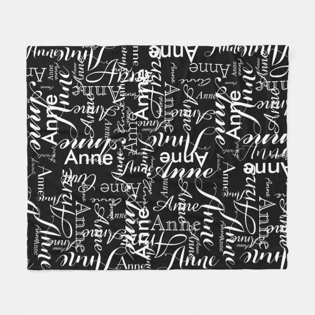 Couverture Polaire Nom imprimé en blanc sur un noir (Devant (Horizontal))