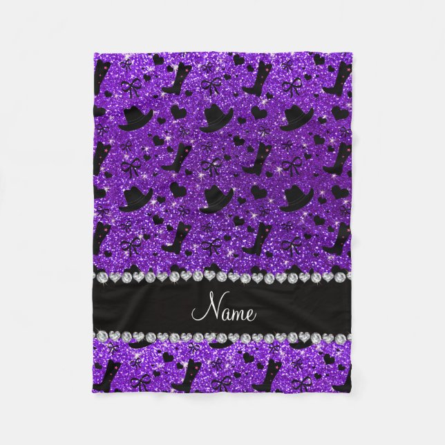 Couverture Polaire Nom indigo violet parties scintillant cowboy botte (Devant)