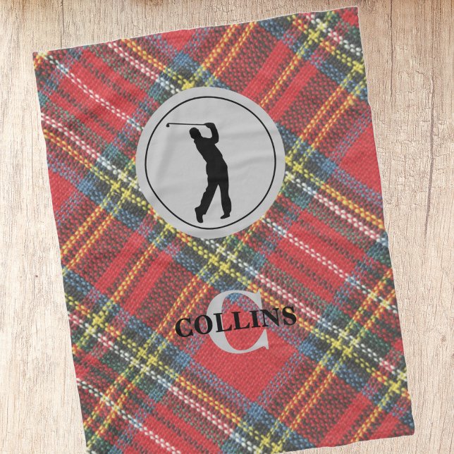 Couverture Polaire nom initial Man Golfer Royal Stewart Tartan Plaid (Créateur téléchargé)