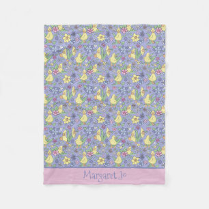 Couverture Polaire Nom Jaune Canard Fleur sauvage mignons Enfants