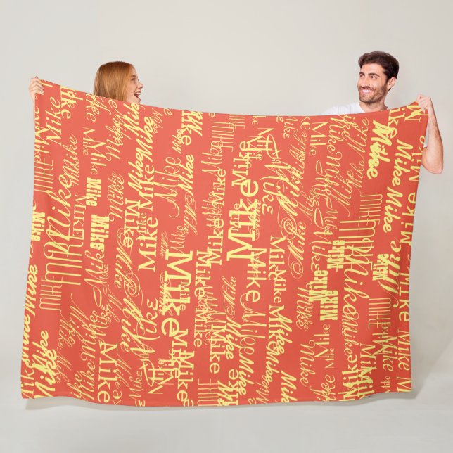 Couverture Polaire Nom jaune clair Allonge martelée Orange-Rouge (En situation)