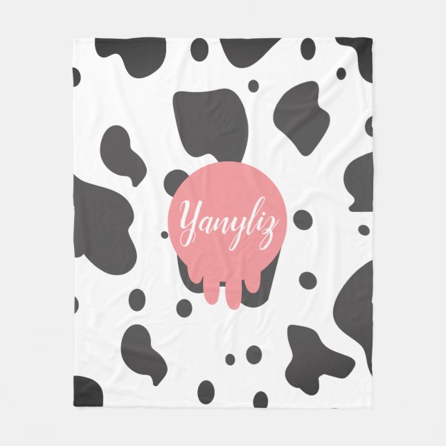 Couverture Polaire Nom monogrammé avec impression de vache cool   (Devant)