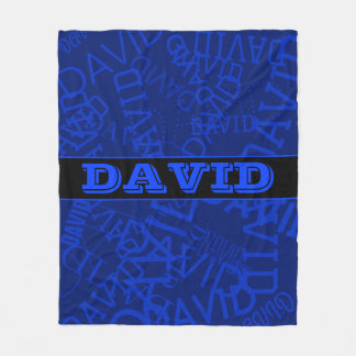 Couverture Polaire Nom monogrammé avec nom collage en bleu marine