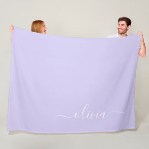 Couverture Polaire Nom monogramme écriture moderne lavande violet fém