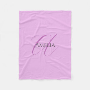Couverture Polaire Nom Monogramme Lettre initiale Orchid & Lilac