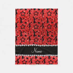 Couverture Polaire Nom neon rouge étoiles de parties scintillant guer