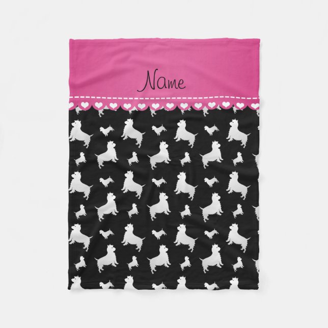 Couverture Polaire Nom noir West Highland White Terrier chiens (Devant)