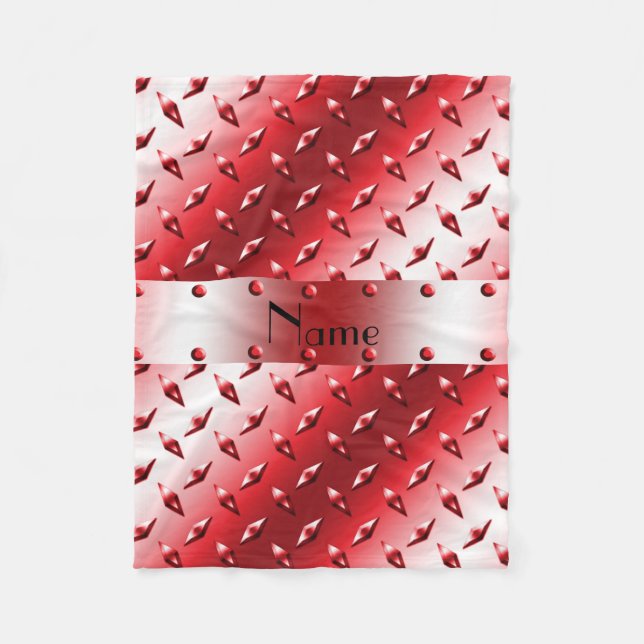 Couverture Polaire Nom personnalisé acier plaque diamant rouge (Devant)